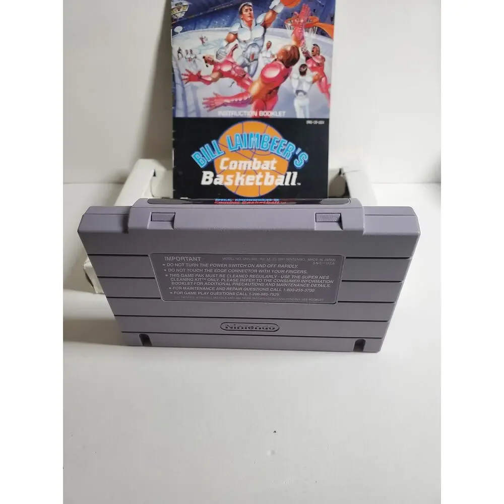 SNES - Bill Lambeer Combat Basketball - Includes Box and Manual